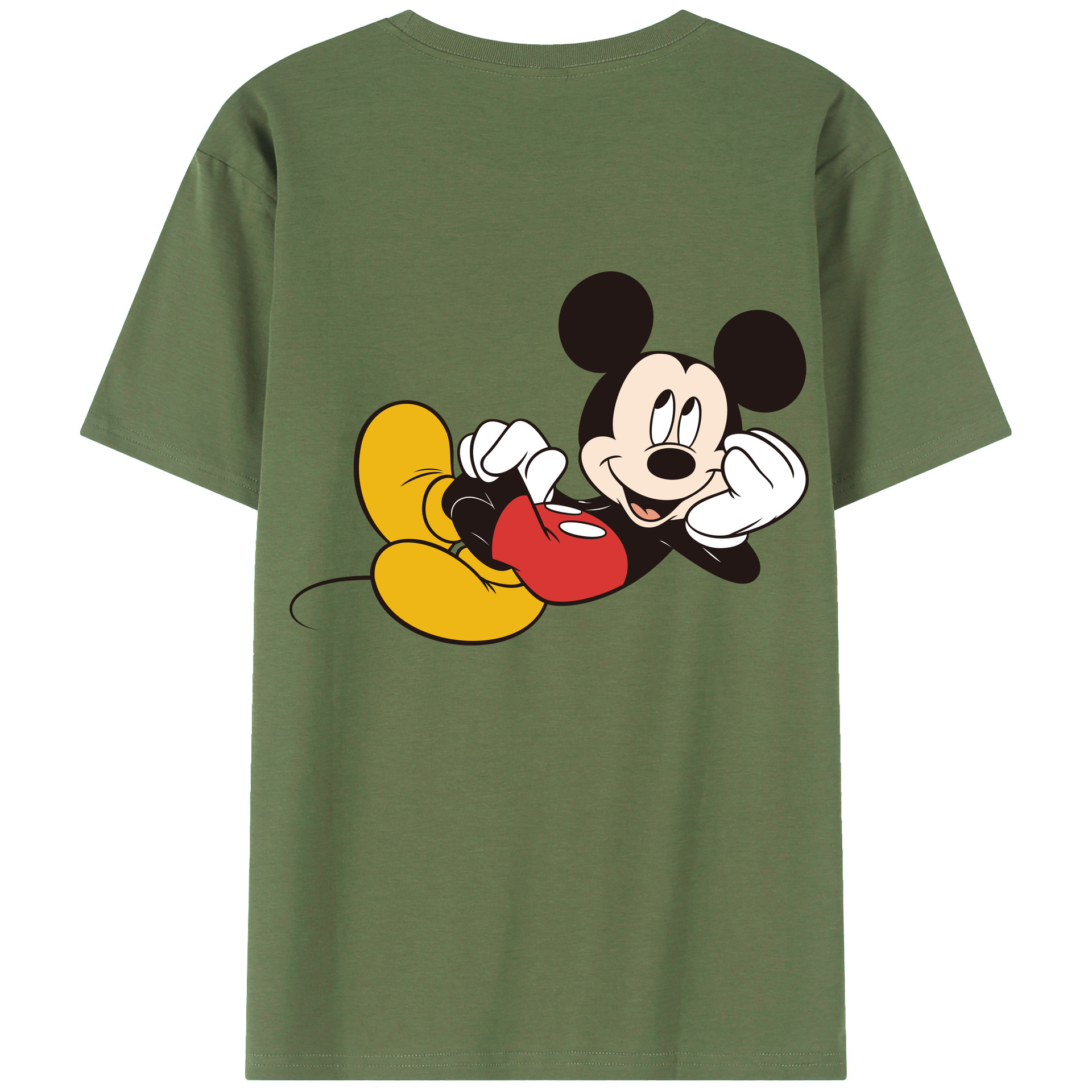 ミッキーマウス Mickey Mouse 綿100％ メンズ半袖Tシャツ（バックプリント） 通気性